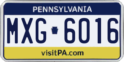 PA license plate MXG6016