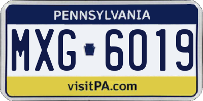 PA license plate MXG6019