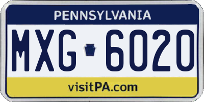 PA license plate MXG6020
