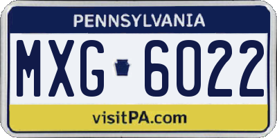 PA license plate MXG6022