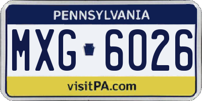 PA license plate MXG6026