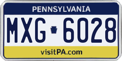 PA license plate MXG6028