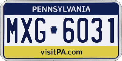 PA license plate MXG6031