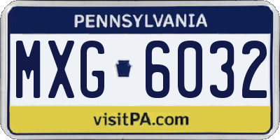 PA license plate MXG6032
