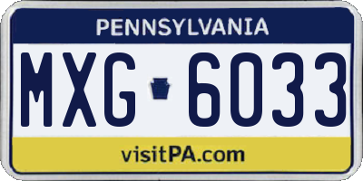 PA license plate MXG6033