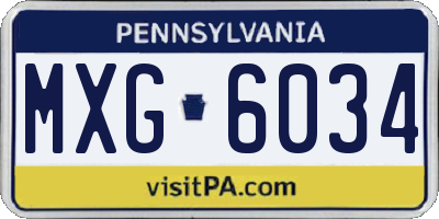 PA license plate MXG6034