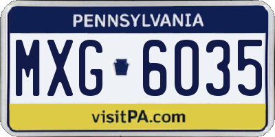PA license plate MXG6035
