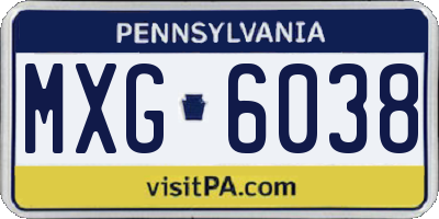 PA license plate MXG6038