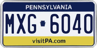 PA license plate MXG6040
