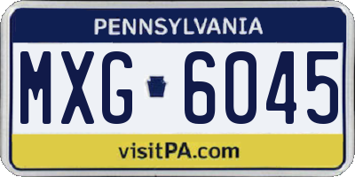PA license plate MXG6045