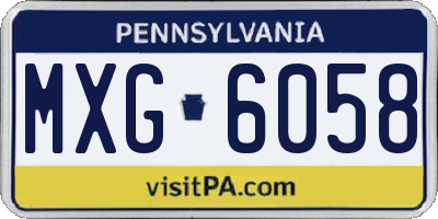 PA license plate MXG6058