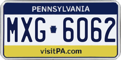 PA license plate MXG6062
