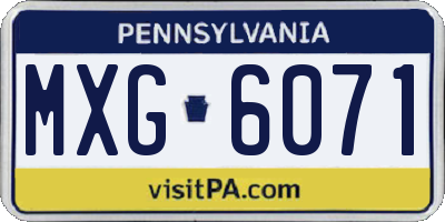 PA license plate MXG6071