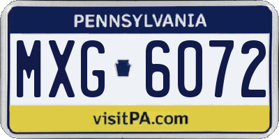 PA license plate MXG6072