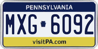 PA license plate MXG6092
