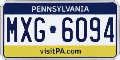 PA license plate MXG6094
