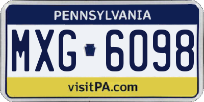 PA license plate MXG6098
