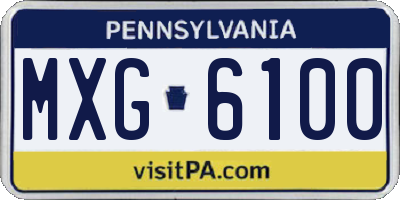 PA license plate MXG6100
