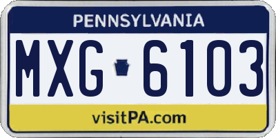 PA license plate MXG6103