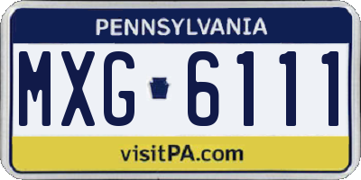 PA license plate MXG6111