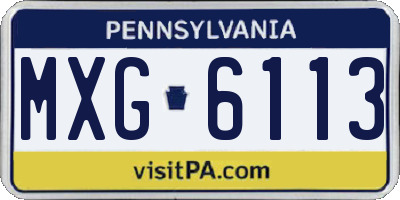 PA license plate MXG6113