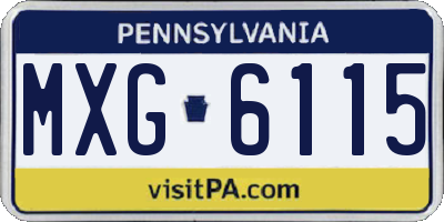 PA license plate MXG6115