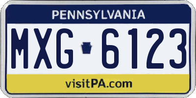 PA license plate MXG6123