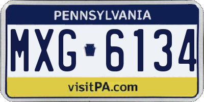PA license plate MXG6134