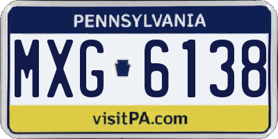 PA license plate MXG6138