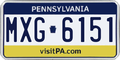 PA license plate MXG6151
