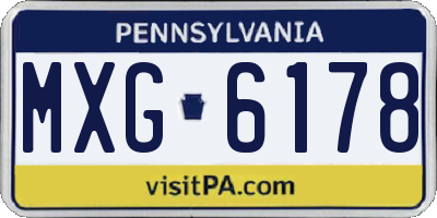 PA license plate MXG6178