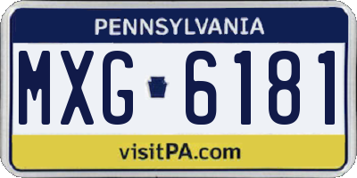 PA license plate MXG6181