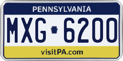 PA license plate MXG6200