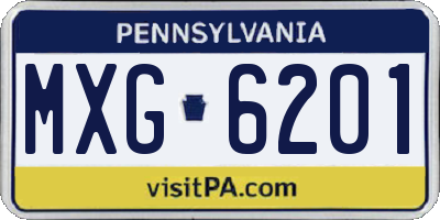 PA license plate MXG6201