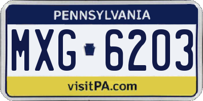 PA license plate MXG6203