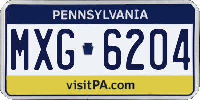 PA license plate MXG6204