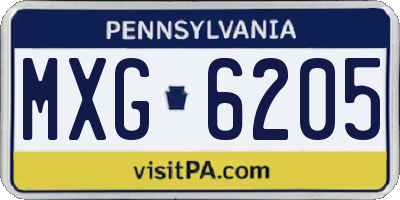 PA license plate MXG6205