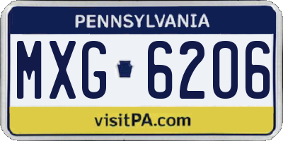 PA license plate MXG6206