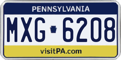 PA license plate MXG6208