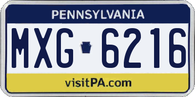 PA license plate MXG6216