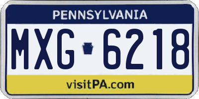 PA license plate MXG6218