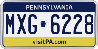 PA license plate MXG6228