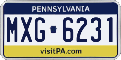 PA license plate MXG6231