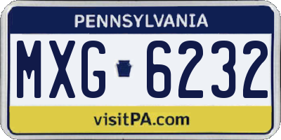 PA license plate MXG6232
