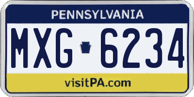 PA license plate MXG6234