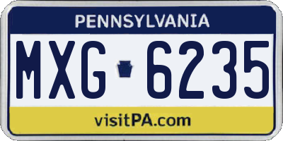 PA license plate MXG6235