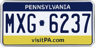 PA license plate MXG6237