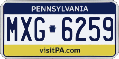 PA license plate MXG6259