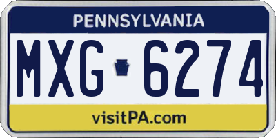 PA license plate MXG6274