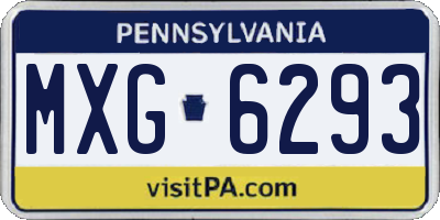 PA license plate MXG6293